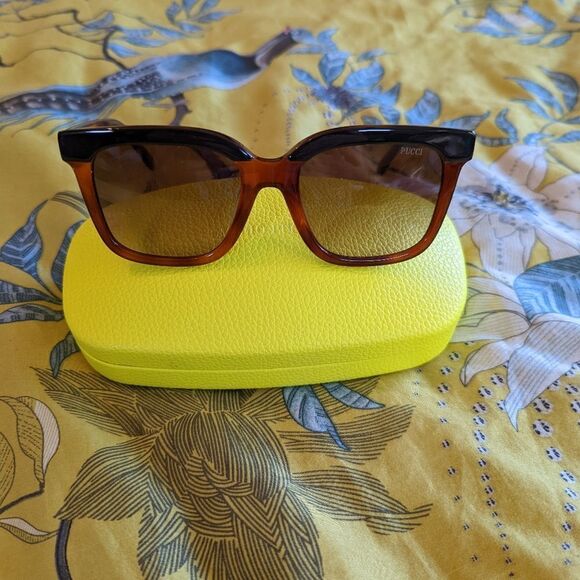 Emilio pucci sunglasses reddish tortoiseshell square cat eye frames nwot - Picture 1 of 12